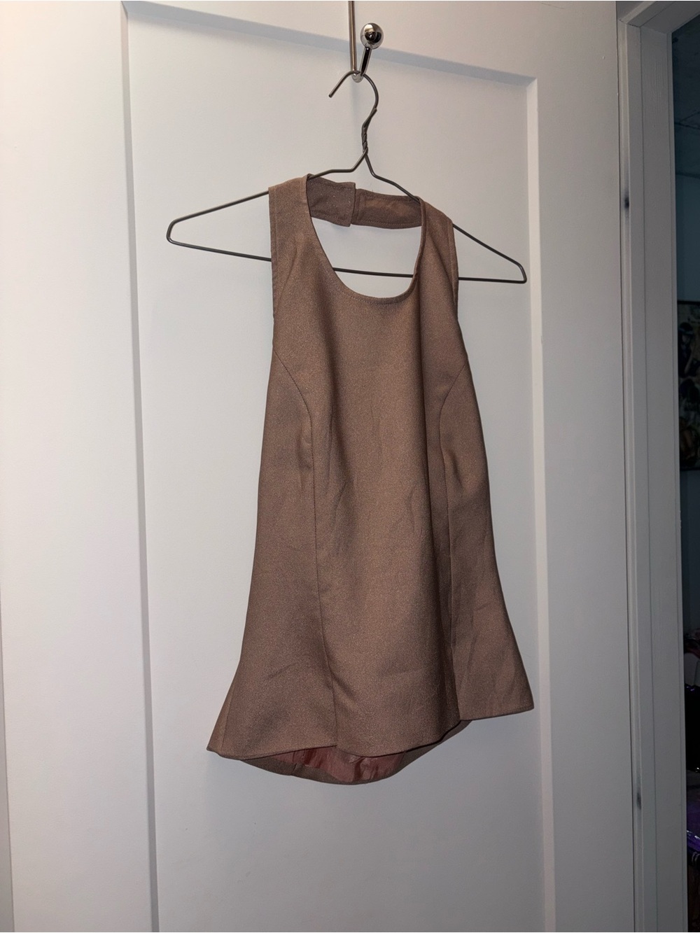 Sleeveless A-Line Dress in Taupe